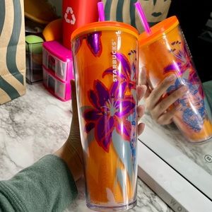 Starbucks Orange Floral Tumbler